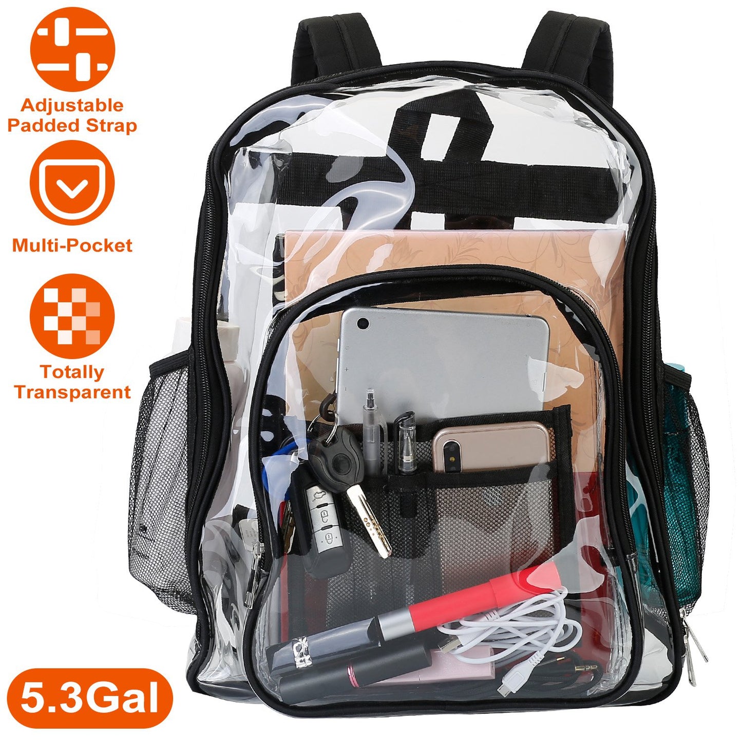 Clear Backpack Heavy Duty Transparent Book Bag Waterproof PVC Clear Backpack
