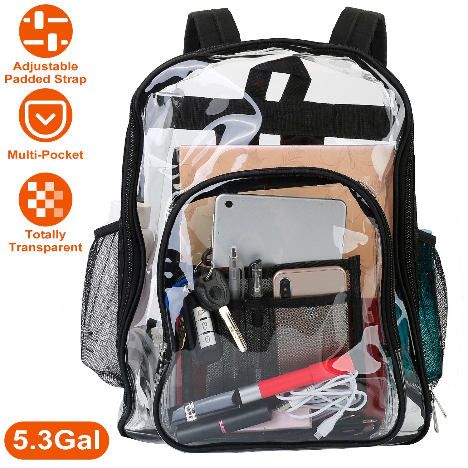 Clear Backpack Heavy Duty Transparent Book Bag Waterproof PVC Clear Backpack
