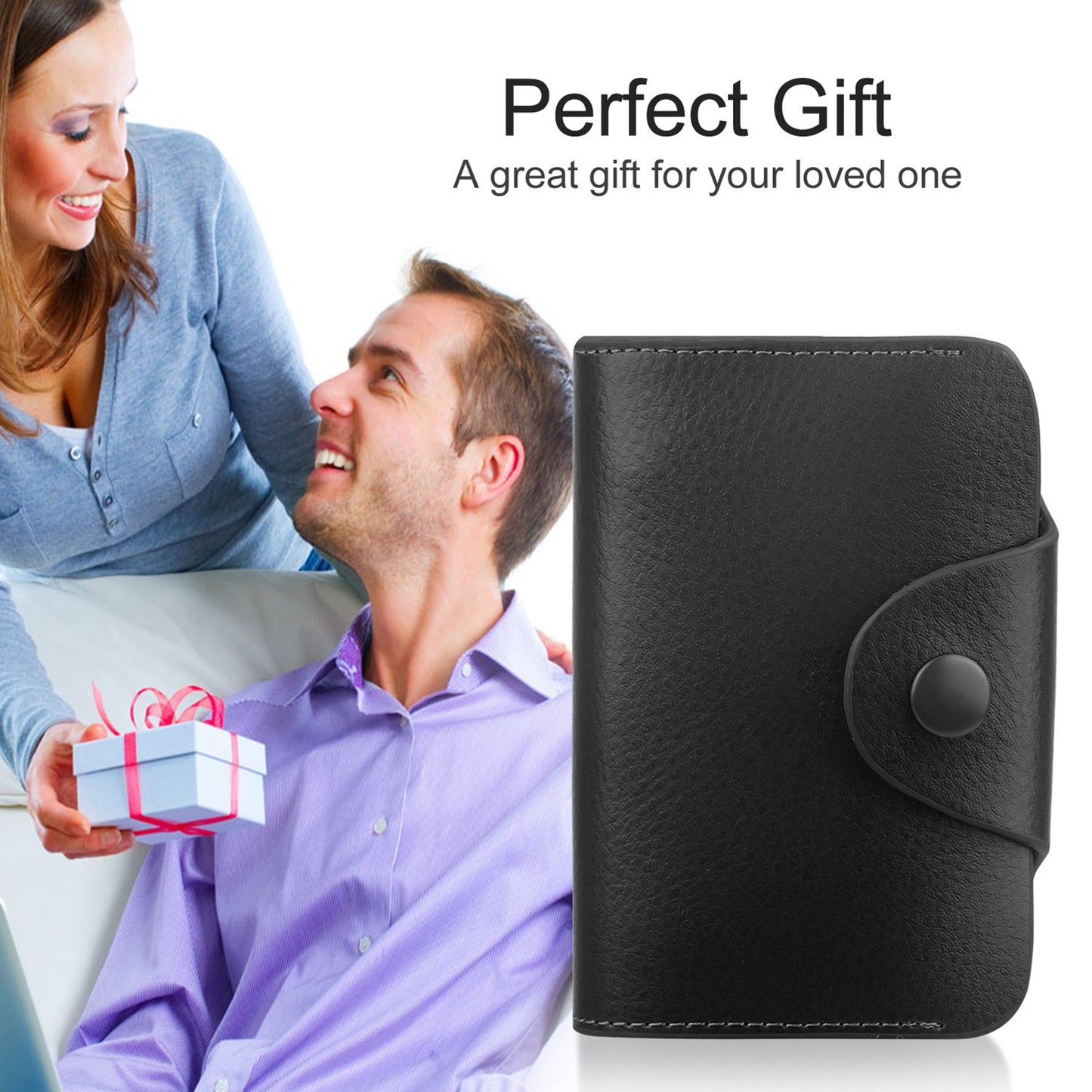 Credit Card Holder Wallet PU Leather Snap Closure Purse Accordion Case with 12