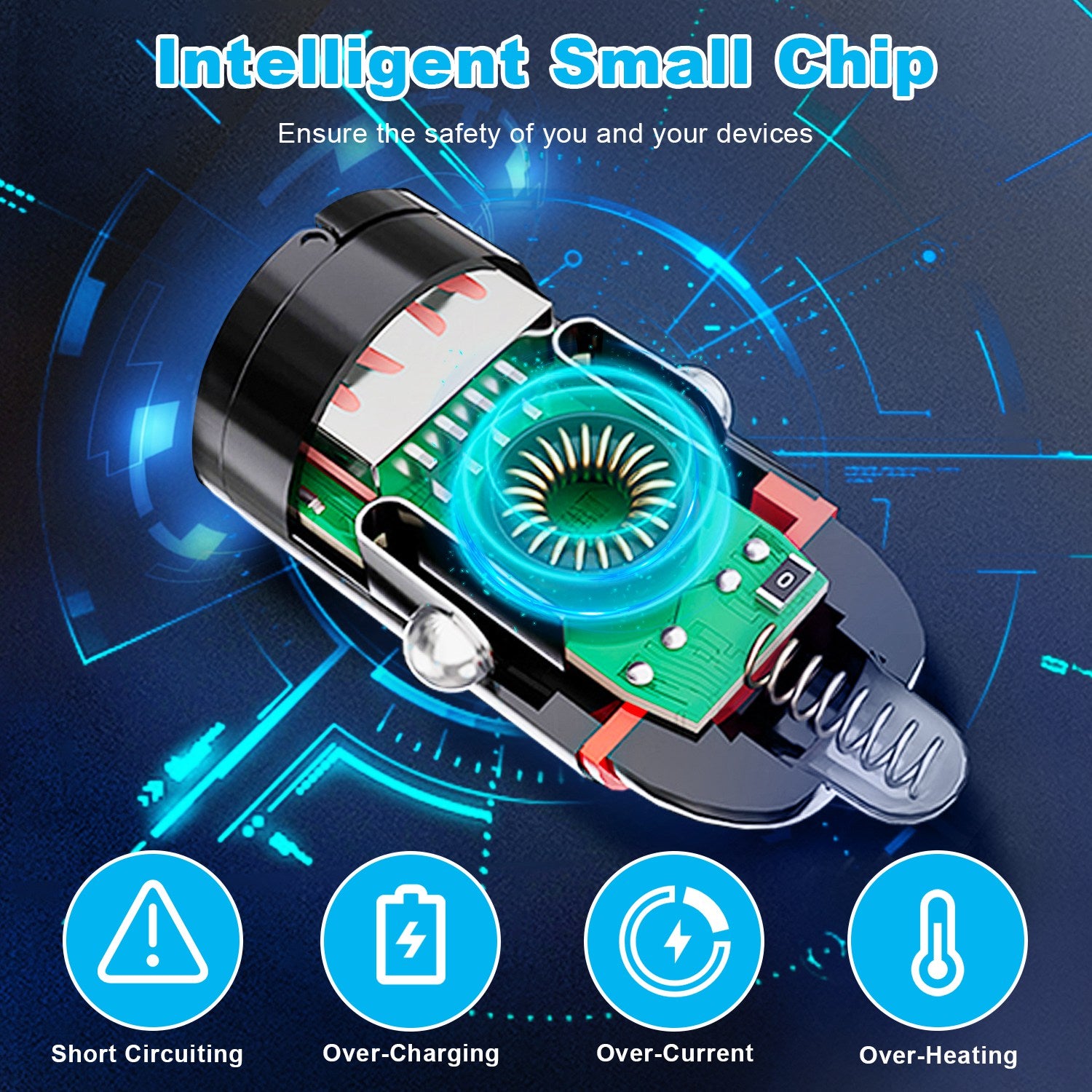 2Pcs 100W USB Type-C Car Charger QC4.0 PD3.0 USB Fast Charging Adapter Dual
