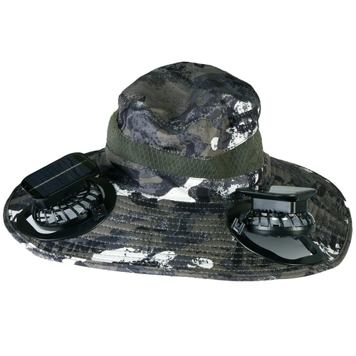Outdoor Wide Brim Sun Hat With 2 Rechargeable Fans Solar Powered 3 Wind Spe 9856