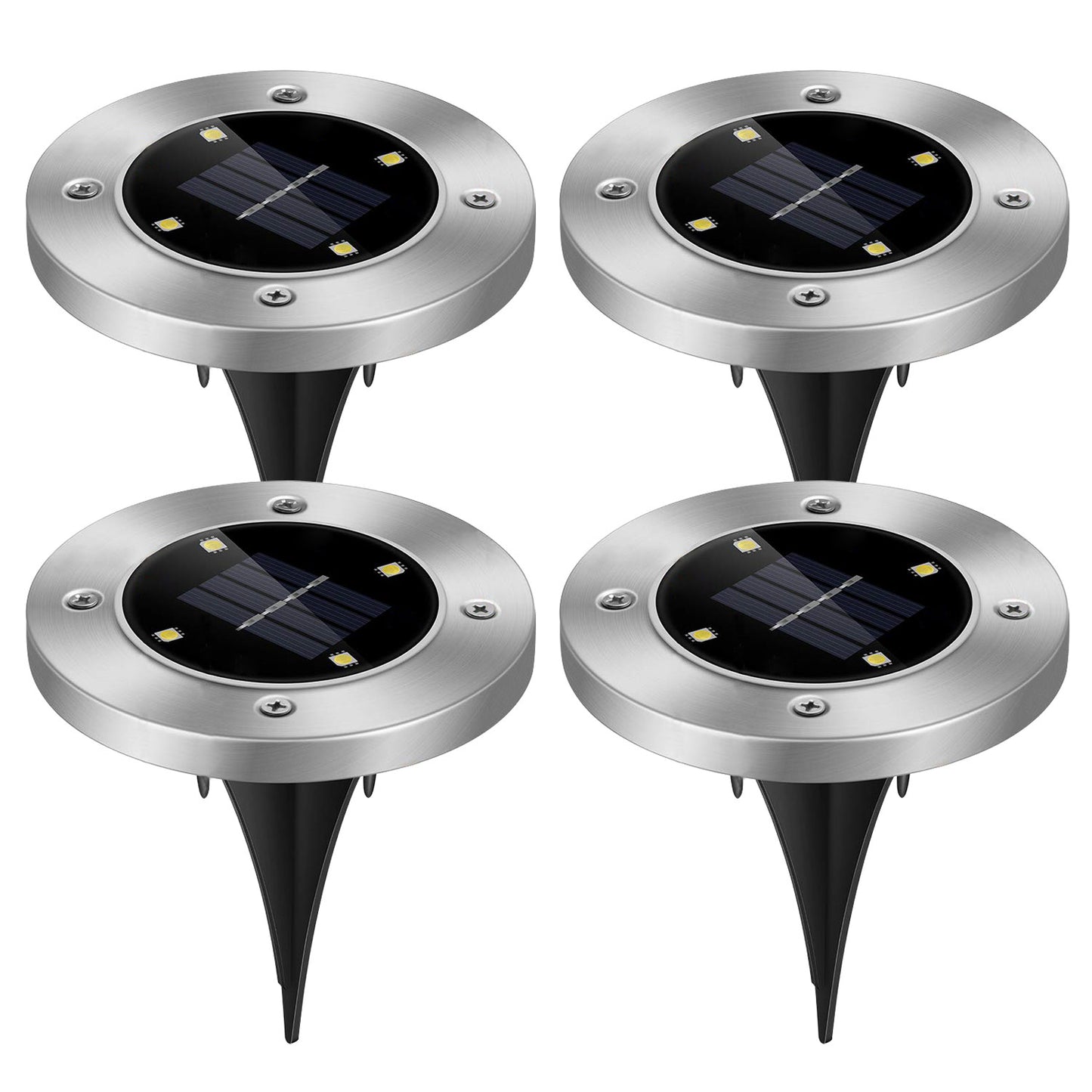 4pcs Solar Ground Light Waterproof Buried Light In-Ground Path Deck Lawn Patio