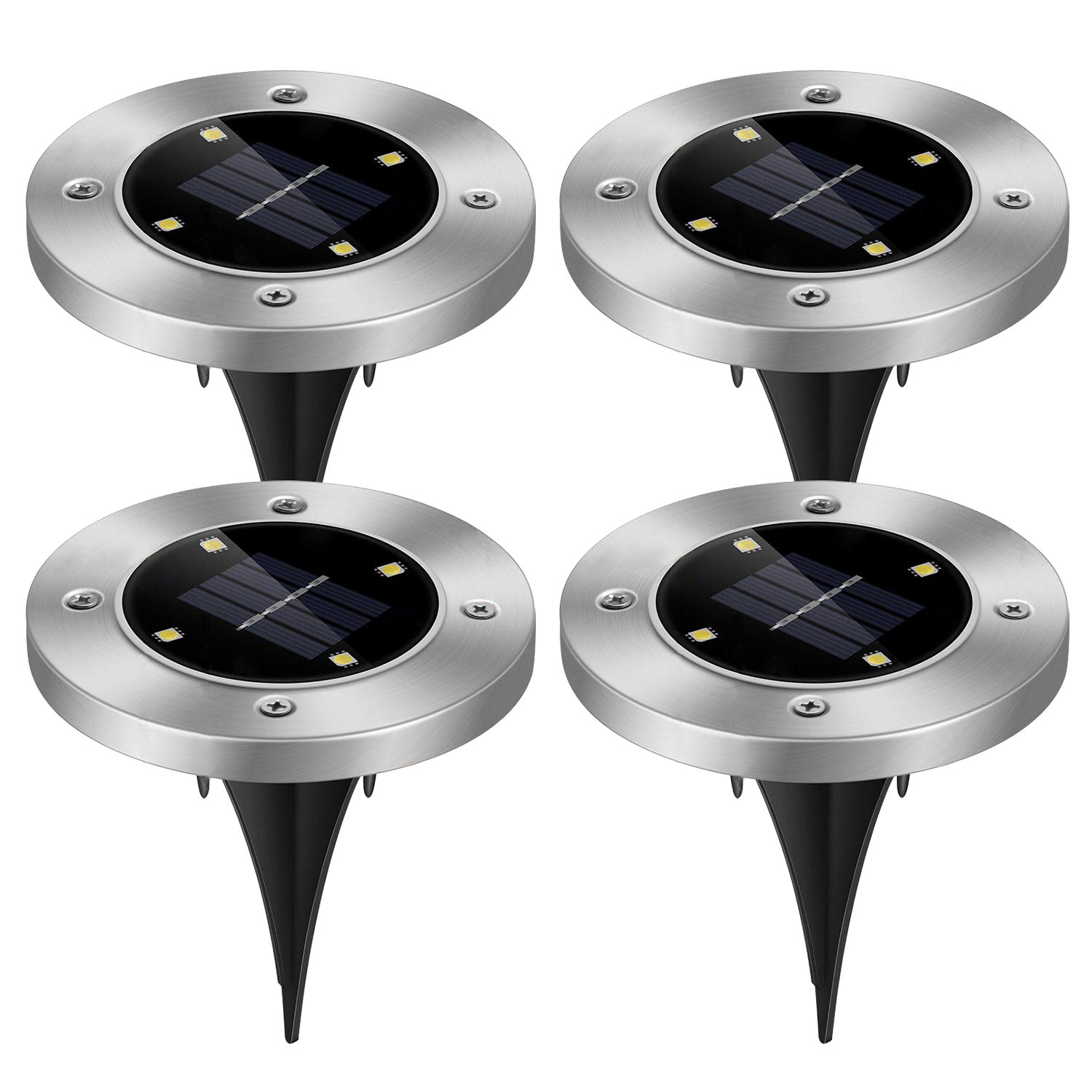 4pcs Solar Ground Light Waterproof Buried Light In-Ground Path Deck Lawn Patio
