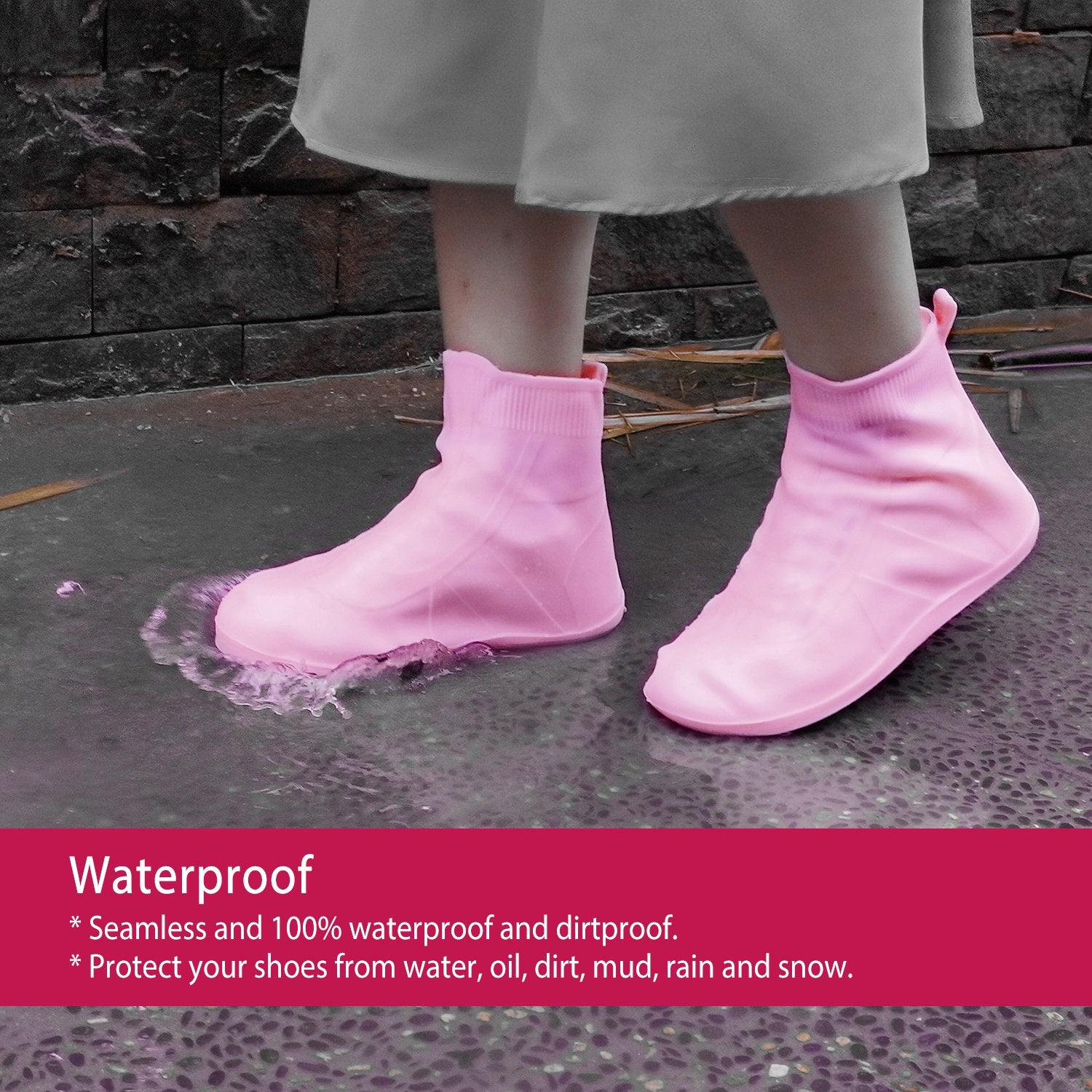Waterproof Shoe Covers Reusable Not-Slip Rain Shoe Covers Protectors Foldable