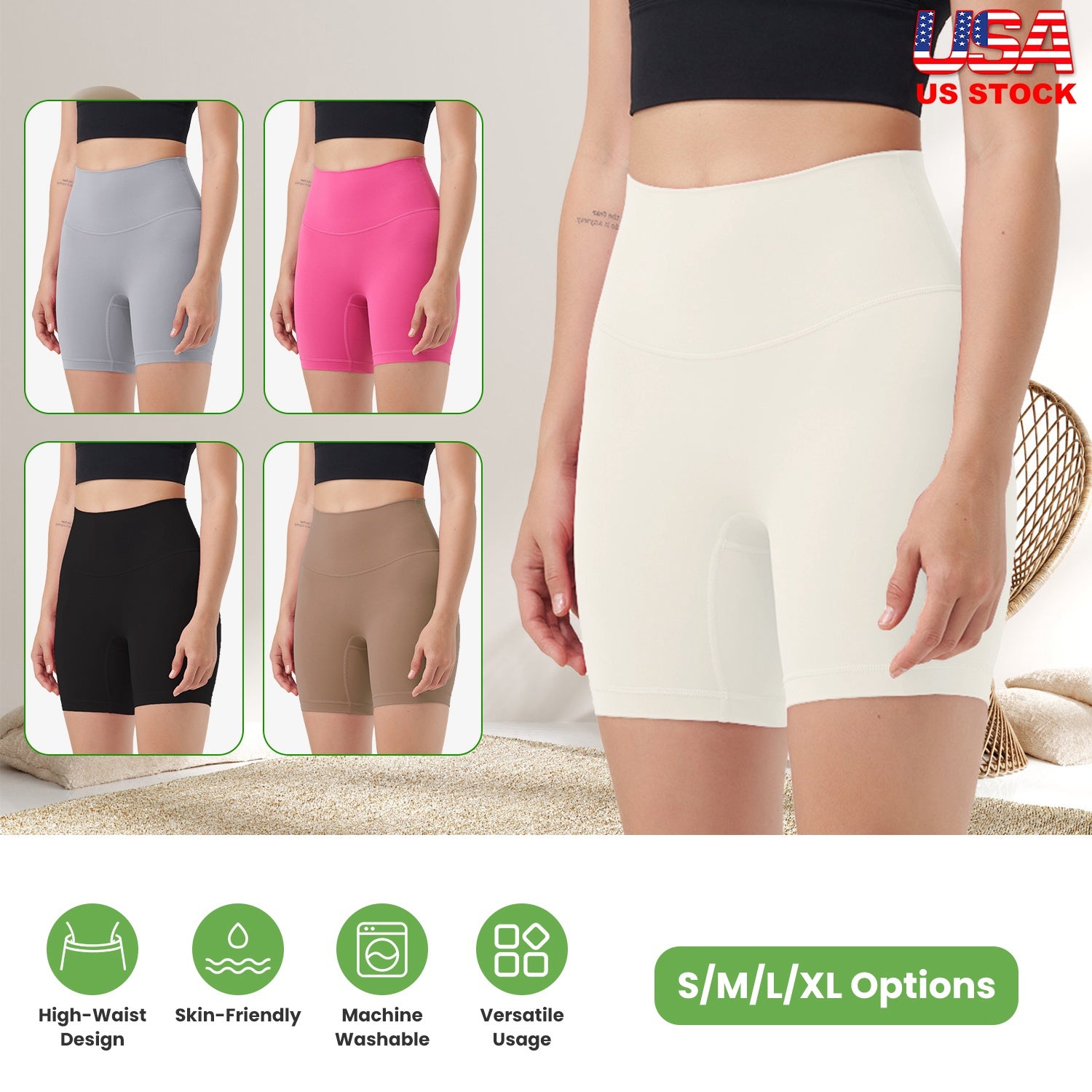 Women s High Waist Biker Shorts Tummy Control Pants Athletic Leggings Spandex