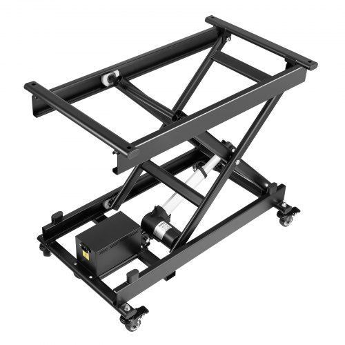 28" Electric Lift Table Single Scissor Electric Lifting Platform 330 lbs 4 Wheel