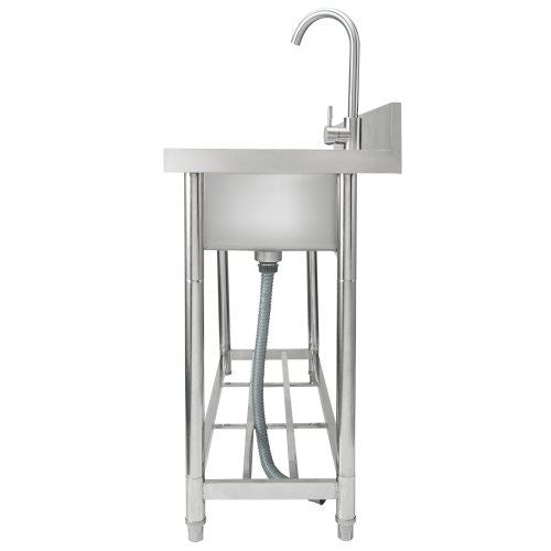 Stainless Steel Utility Sink Free Standing Single Bowl Commercial Kitchen