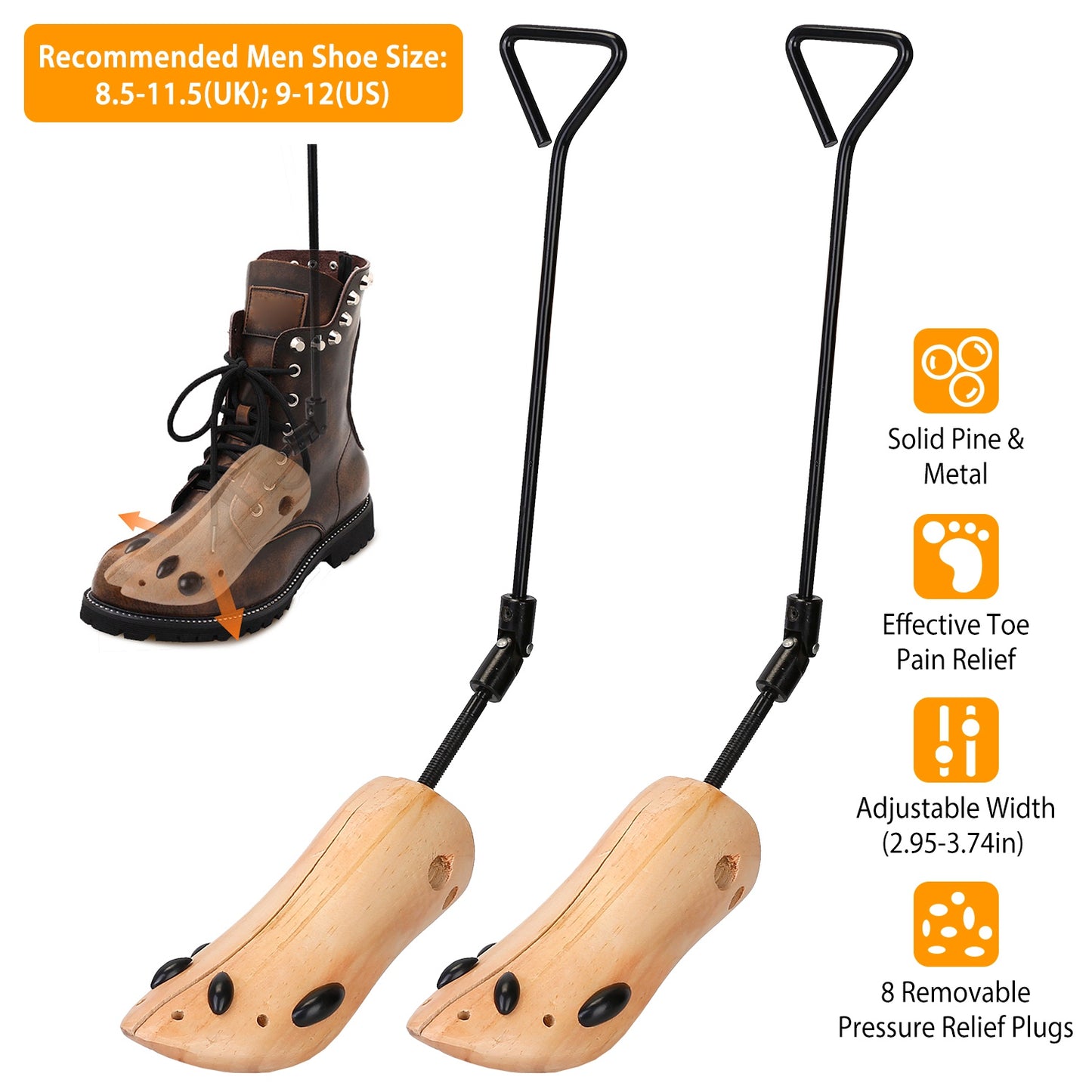 One Pair Boot Stretcher Adjustable Width Shoe Shaper Wooden Boot Widener