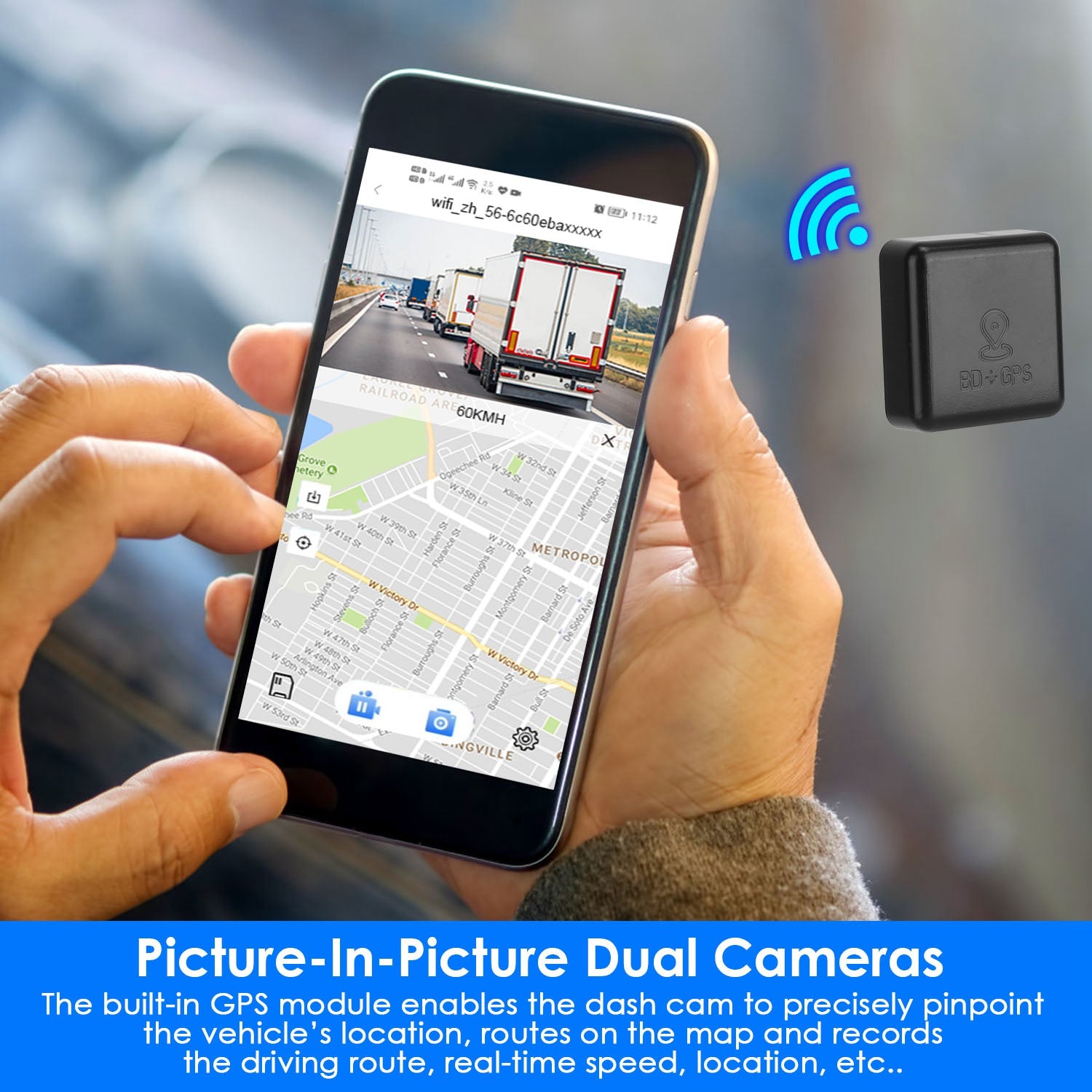 1080P Dual Lens Dash Cam Vehicle Driving Recorder Car DVR with WiFi GPS