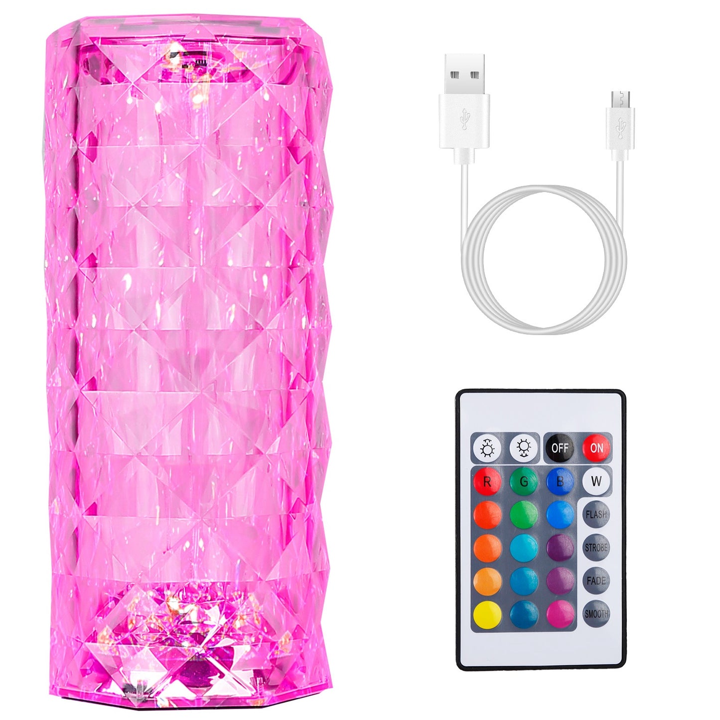 Crystal Diamond Rose Table Lamp Dimmable Remote Touch Control Beside LED Night