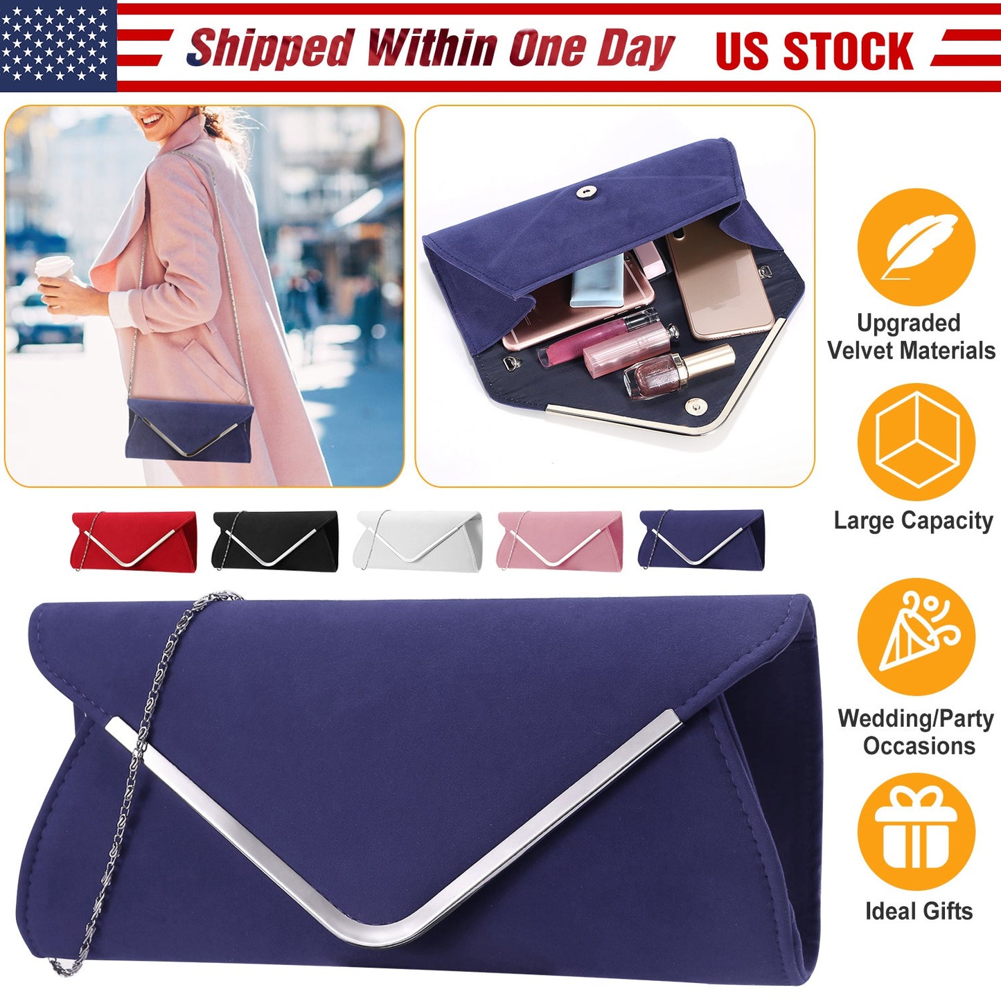 Women Clutch Wallet Bags For Party Wedding Soft Handbag Portable Thin Envelop