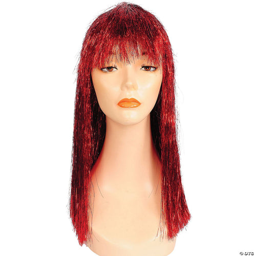 Womens Long Tinsel Pageboy Wig | Red
