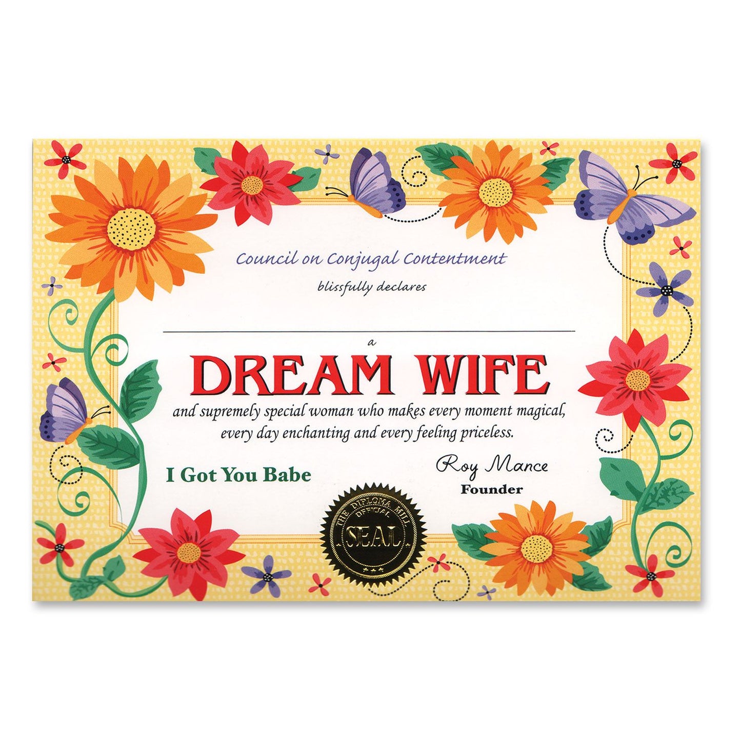 Beistle Dream Wife Certificate - Wedding | Party Supply | Decoration