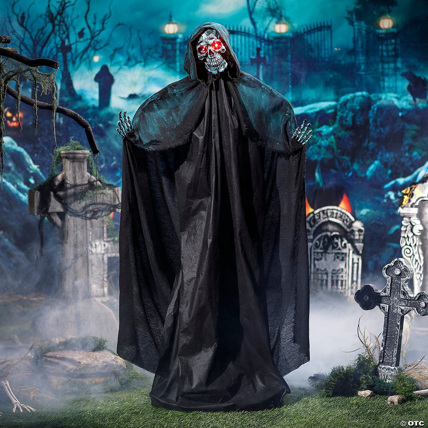 5 1/2 Ft. Animated Standing Skeleton of Death Plastic Statue | Halloween