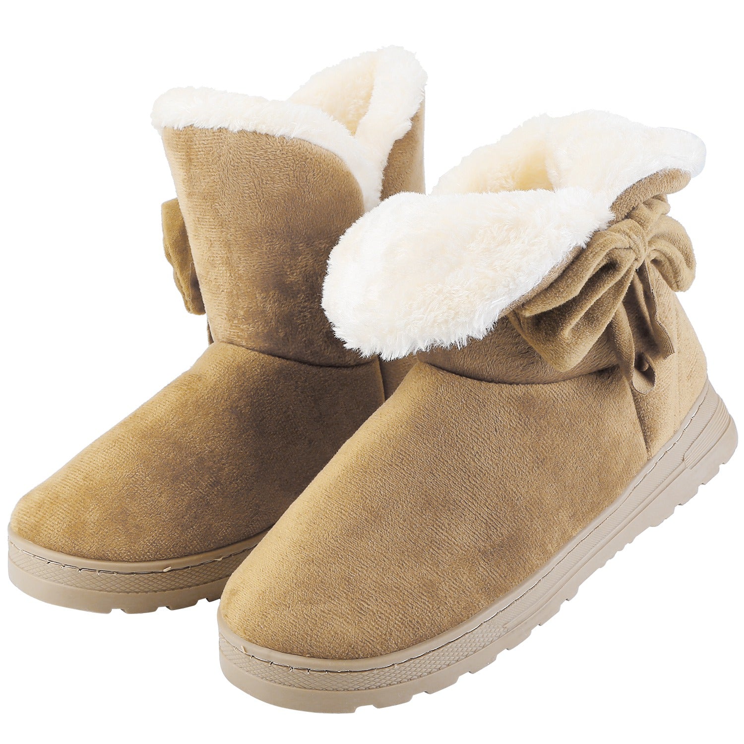 Women Ladies Snow Boots Super Soft Fabric Mid-Calf Winter Shoes Thickened Plush