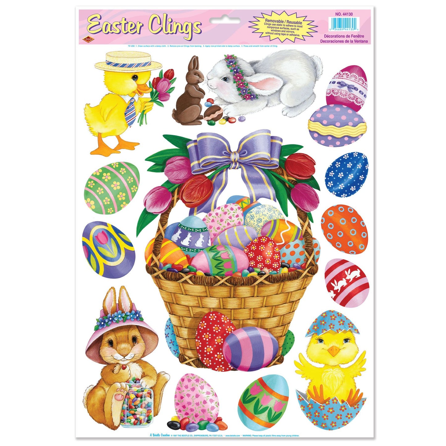 Beistle Easter Basket Window Clings | Party Supply | Decoration