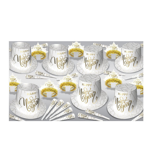 Beistle White New Year Gold Asst for 50 - New Years | Party Supply