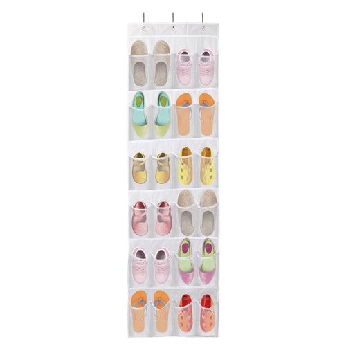 Over the Door Shoes Rack 24-Pocket Crystal Clear Organizer 6-Layer Hanging