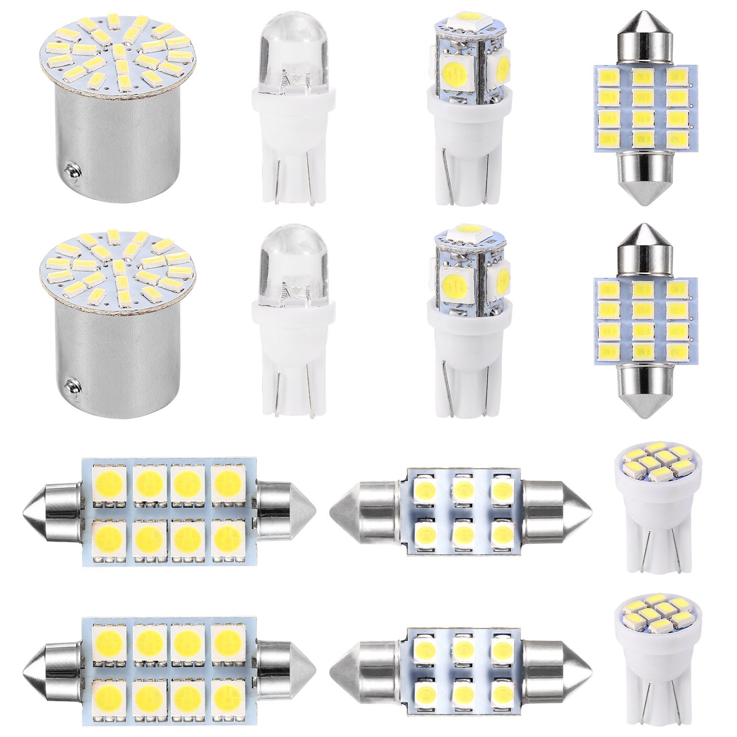 14Pcs T10/31mm/36mm/41mm/1156 Festoon LED Light Bulb Interior Dome Map LED