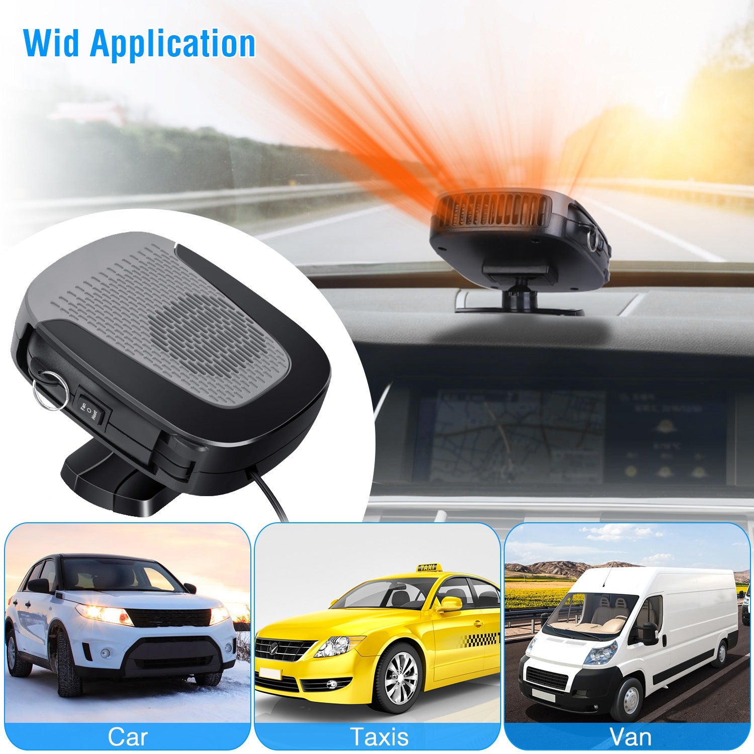 12V 150W Portable Car Auto Heater Heating Fan 2 in 1 Defroster Demister