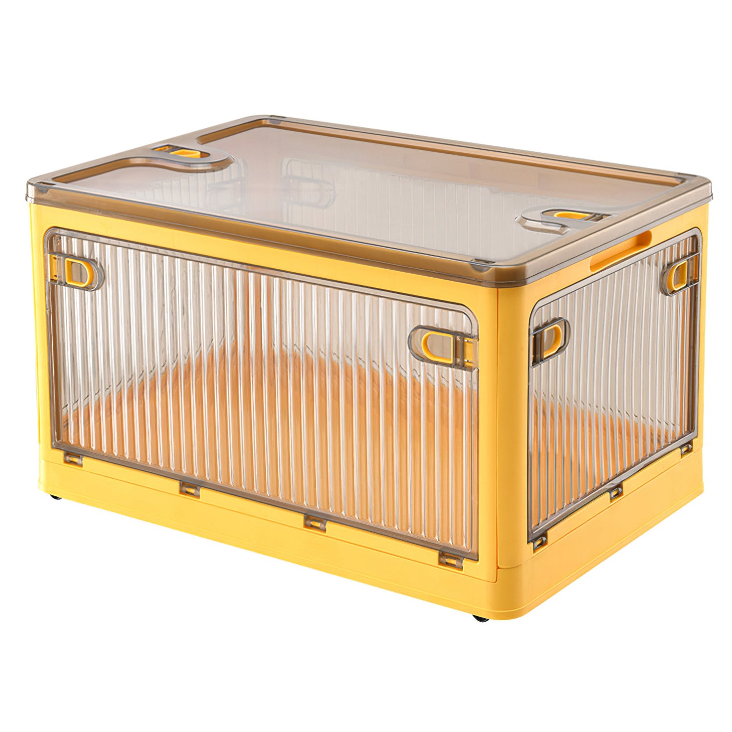 70QT/66L Foldable Storage Bins with Lid 4 Doors Collapsible Stackable Closet