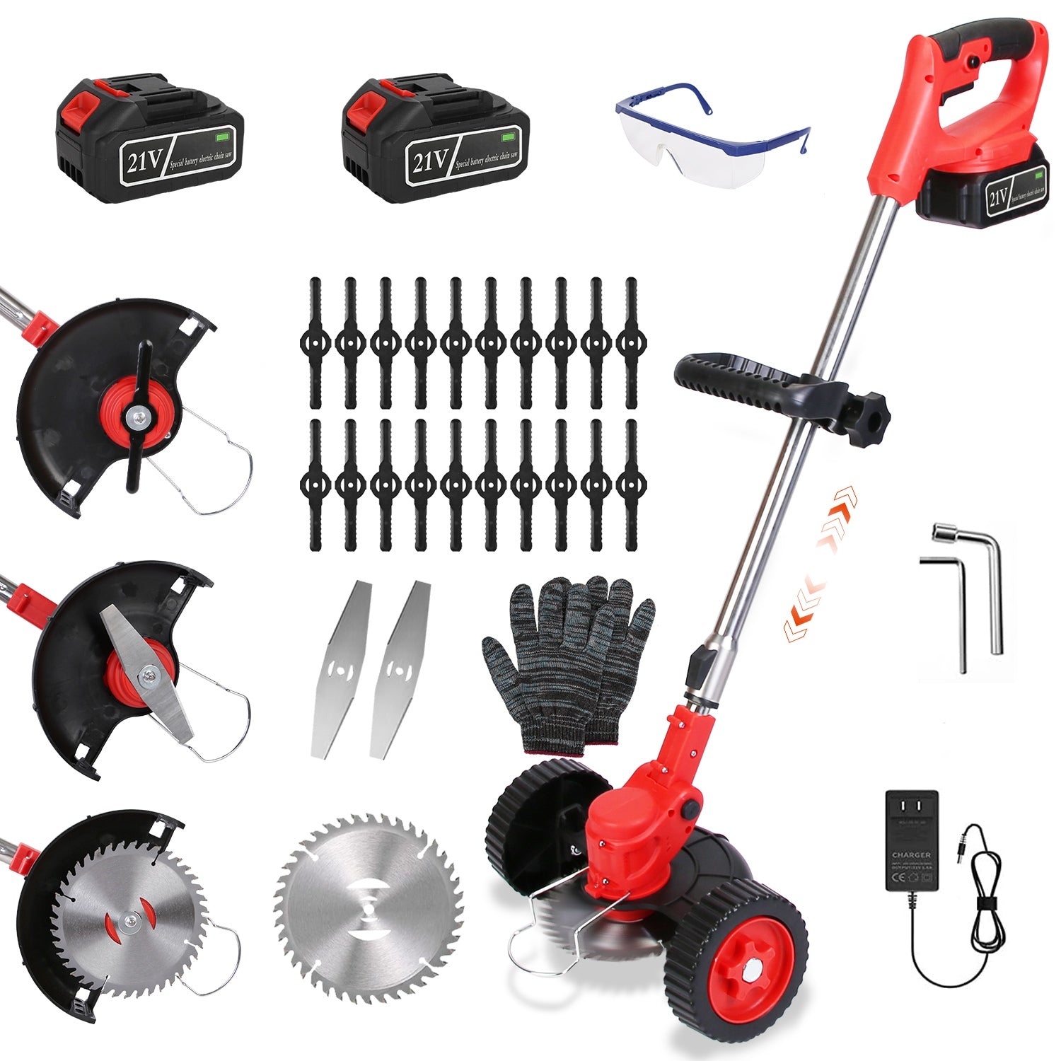 3 in 1 Electric Cordless Grass Wacker Battery Powered Grass Trimmer With Wheels