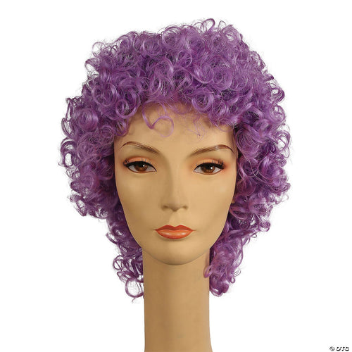 Womens Deluxe Long Curly Clown Wig | Purple