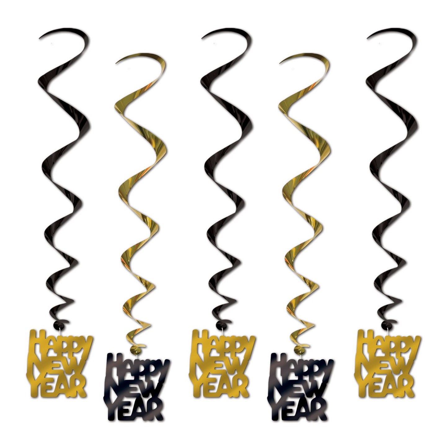 Beistle Black and Gold Happy New Year Whirls - New Years | Party Supply