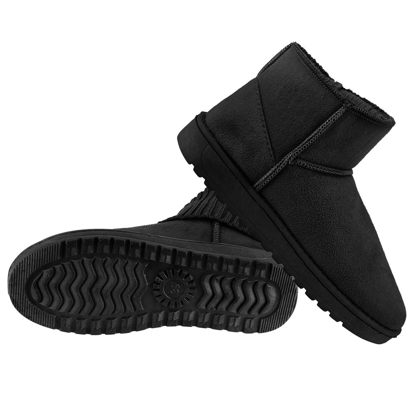 Women Lady Snow Boots Suede Mid-Calf Boot Shoe Short Plush Warm Lining Shoes w/