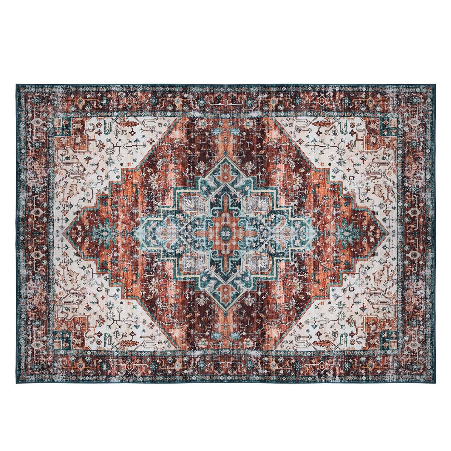 8x10FT Vintage Area Rug Modern Non Slip Carpet Boho Low Pile Soft Rug 9958