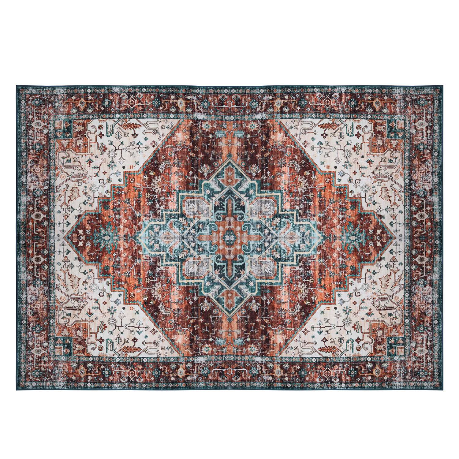 8x10FT Vintage Area Rug Modern Non Slip Carpet Boho Low Pile Soft Rug 9958