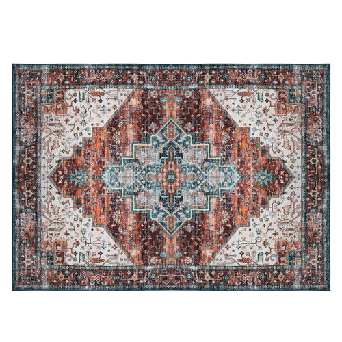 8x10FT Vintage Area Rug Modern Non Slip Carpet Boho Low Pile Soft Rug 9958