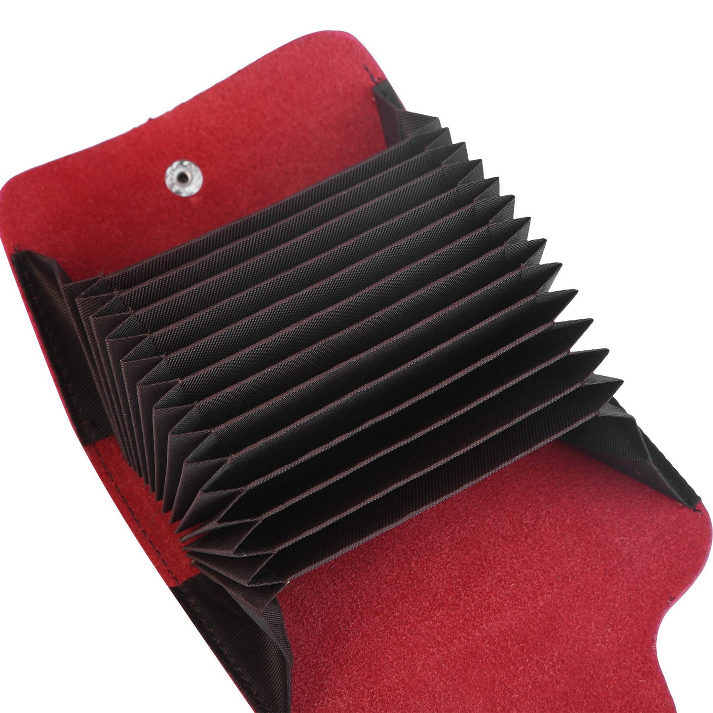 Credit Card Holder Wallet PU Leather Snap Closure Purse Accordion Case with 12