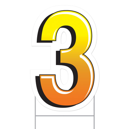 Beistle Plastic "3" Yard Sign - General Occasion | Party Supply | Decoration