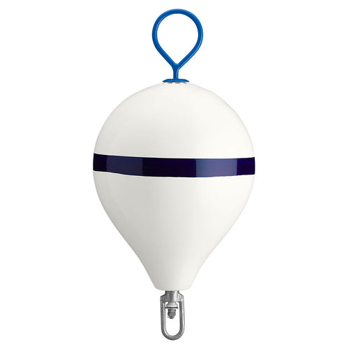 Polyform 17" CM Mooring Buoy w/Galvanized Iron - White Blue Stripe [CM-3 WHITE W/STRIP]
