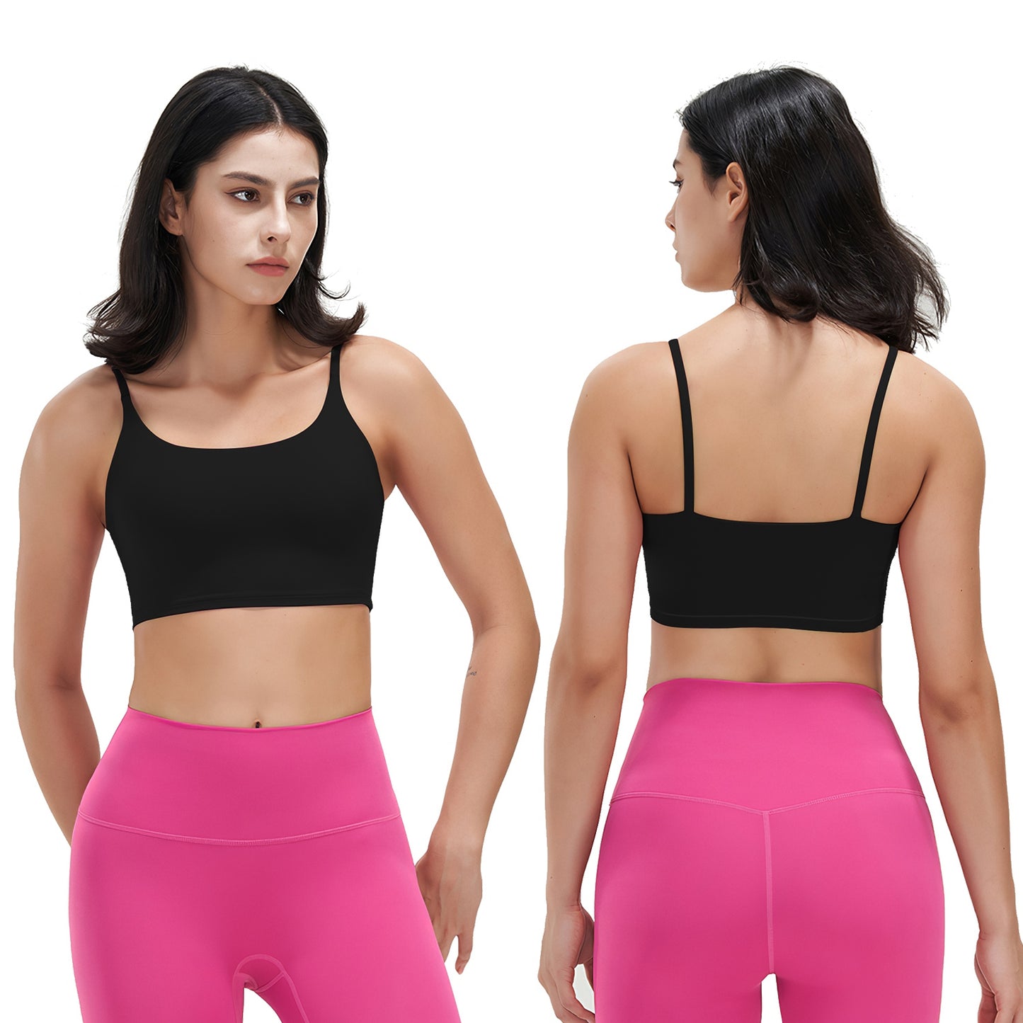 Women Strap Sport Bras Padded Strappy Crop Square Neck Low Impact Bras Sexy