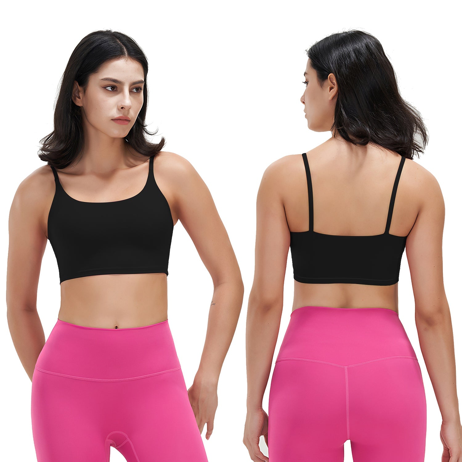 Women Strap Sport Bras Padded Strappy Crop Square Neck Low Impact Bras Sexy