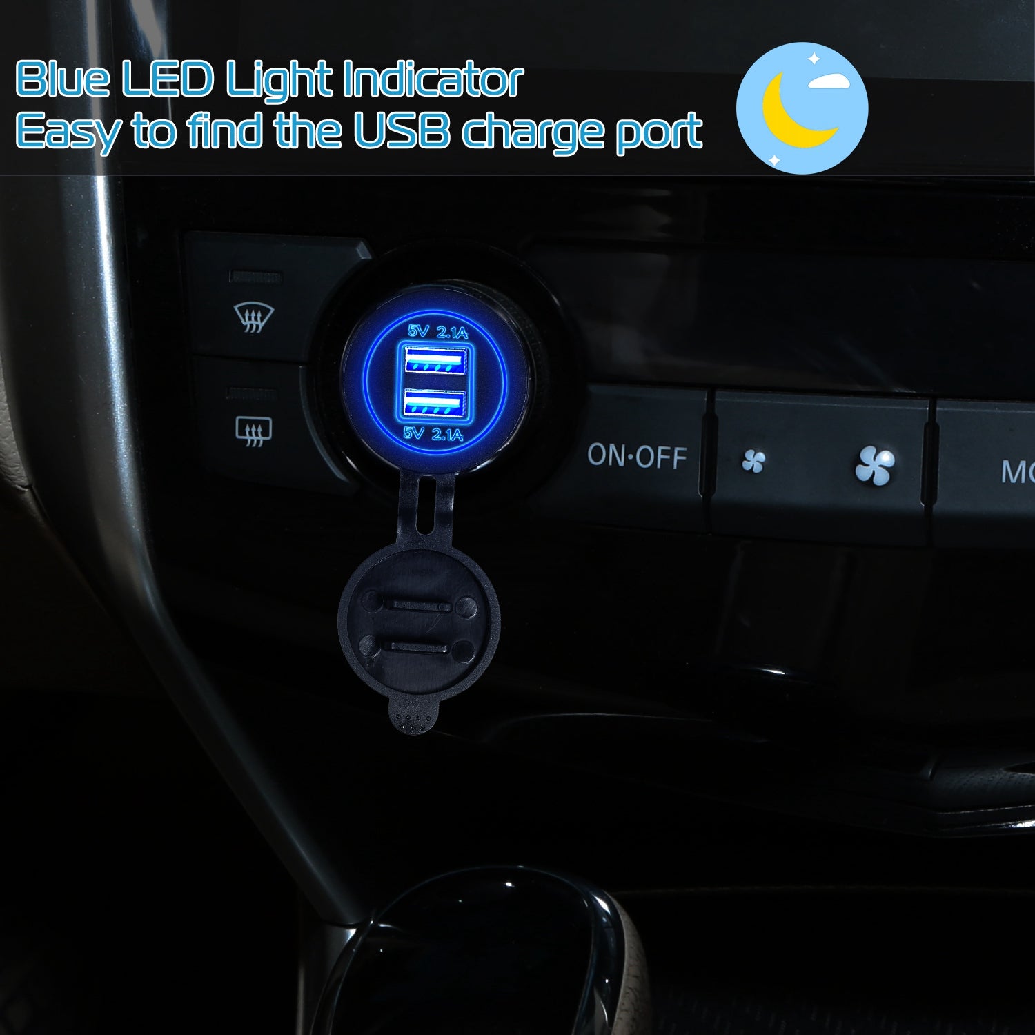 1Pc 2 USB Charger 12-24V Car Cigarette Lighter Socket Splitter Dual USB 2.1A