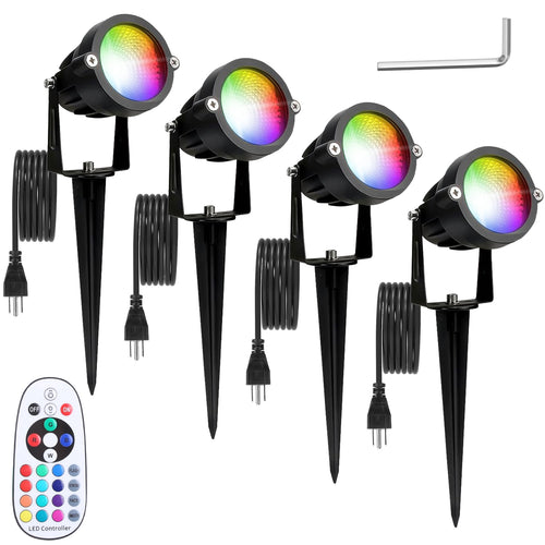 4Pcs Landscape Lights Color Changing Landscape Spotlight IP65 Waterproof RGBW
