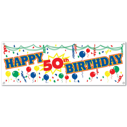 Beistle Happy 50th Birthday Sign Banner - Birthday-Age Specific | Party Supply