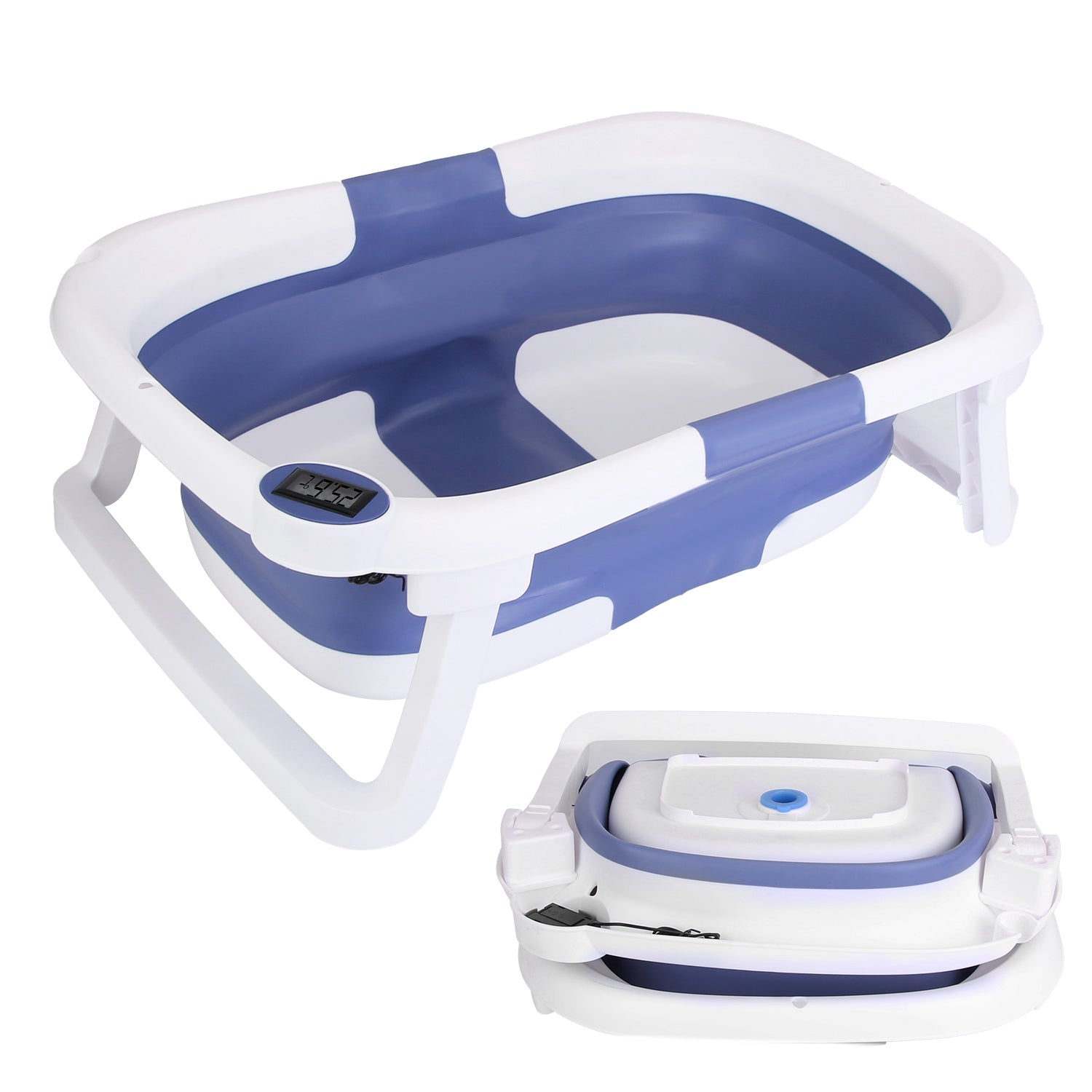 Baby Bath Tub with Thermometer Collapsible Travel-Friendly 0-24Months Baby