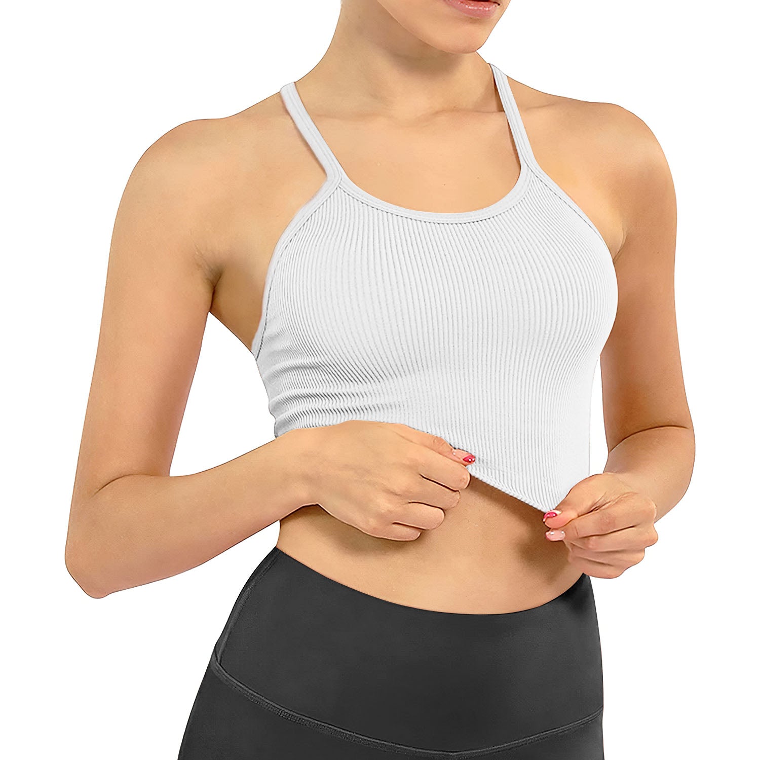 3 Pack Women Crop Basic Tank Top Ribbed Knit Sleeveless Round Neck 9 Color