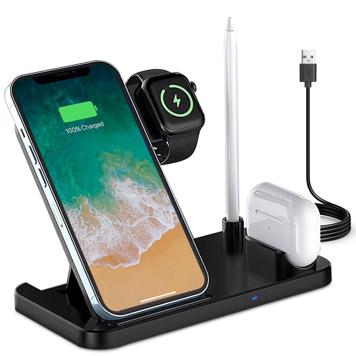 4 In 1 Wireless Charger Foldable Fast Charging Station Stand Dock Fit for
