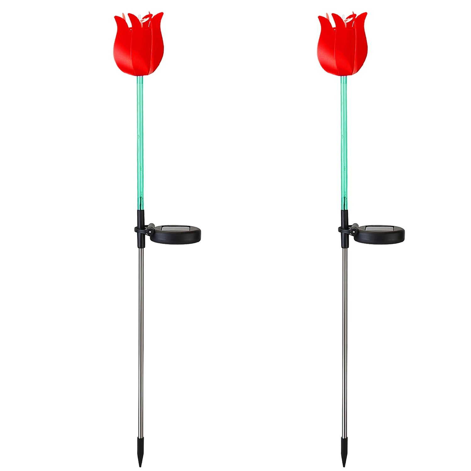 2Pcs Solar Powered Tulip Garden Light Wind Mill Waterproof Landscape Stake 6576