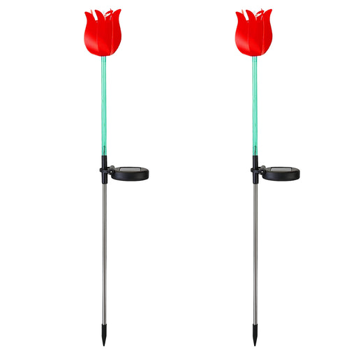 2Pcs Solar Powered Tulip Garden Light Wind Mill Waterproof Landscape Stake 6576