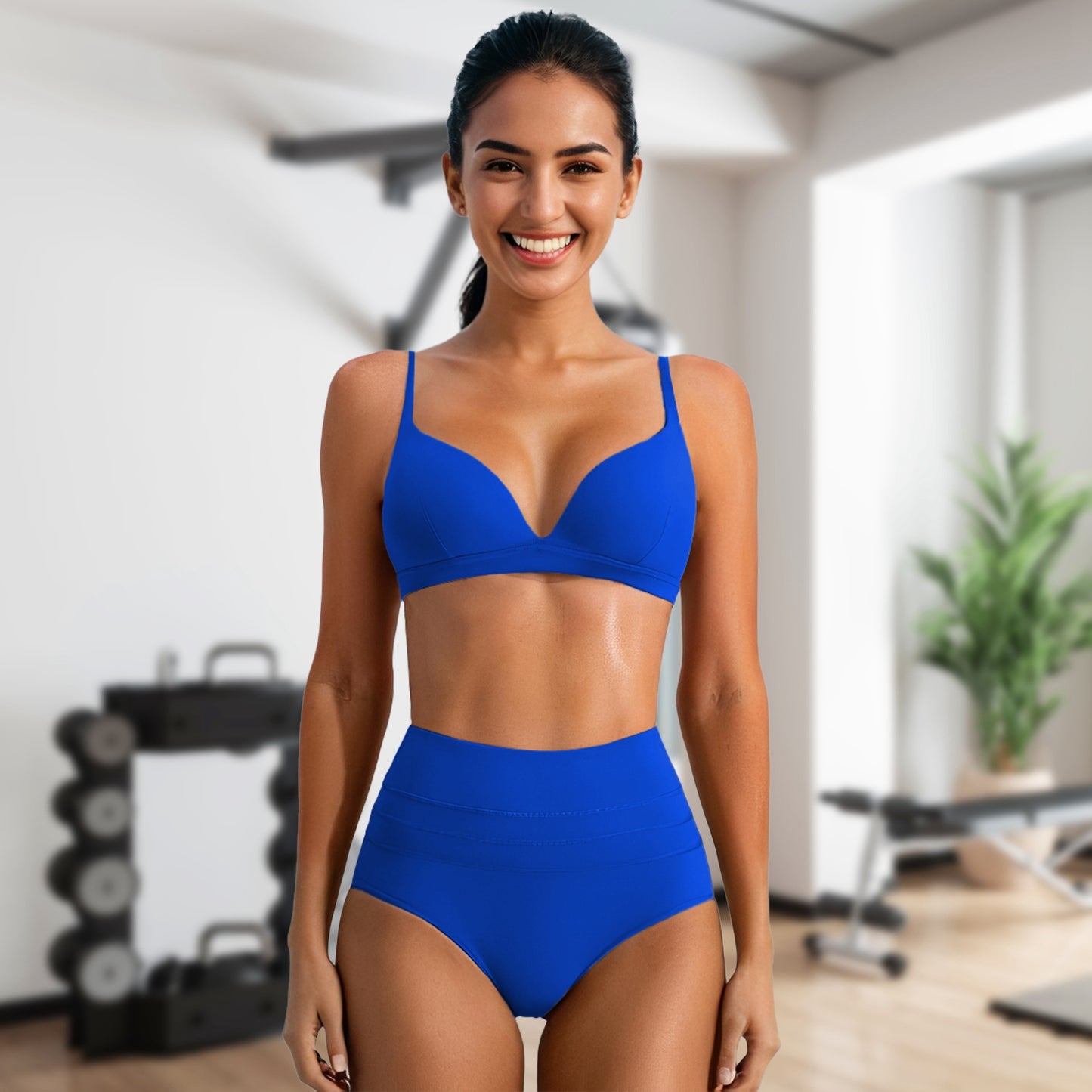 Women Deep V-Neck Sports Bras U-Shaped Back Sport Bras Padded Strappy Crop Open