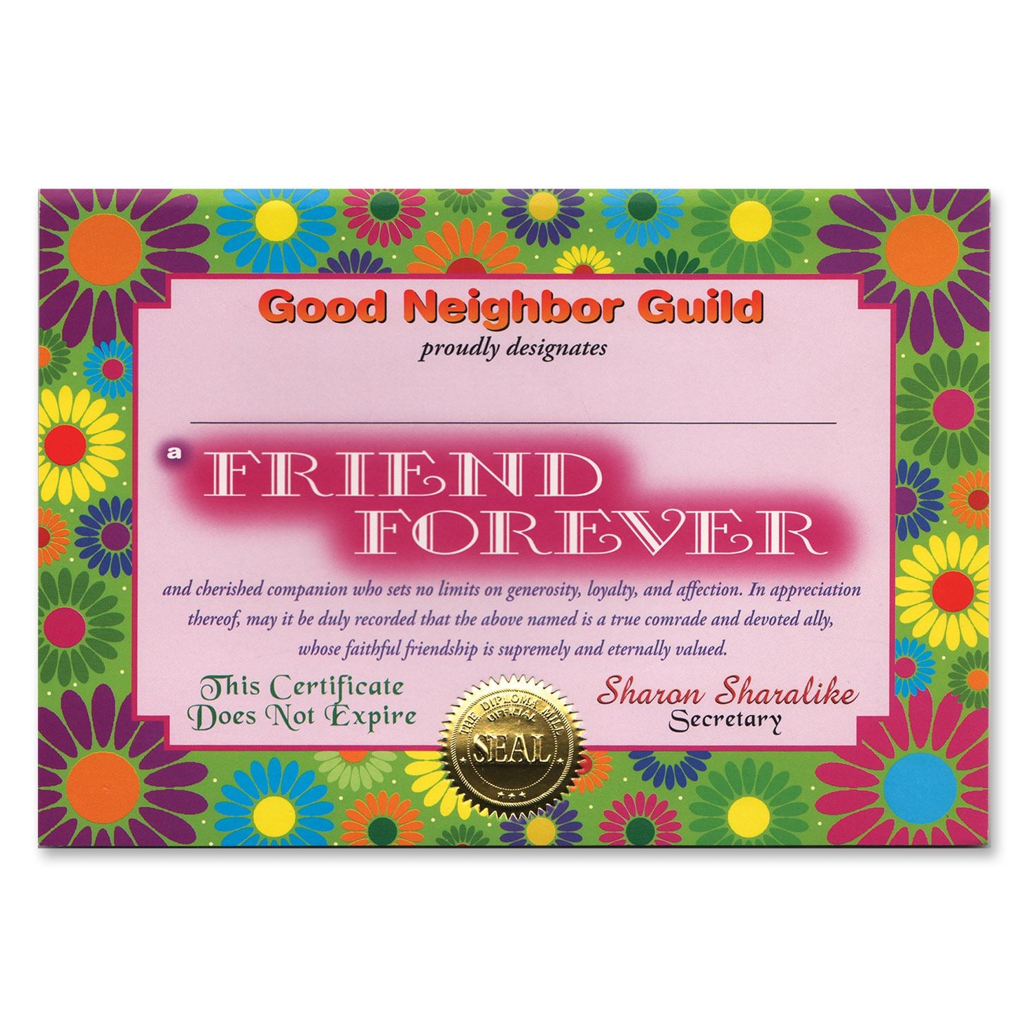 Beistle Friend Forever Certificate - General Occasion | Party Supply