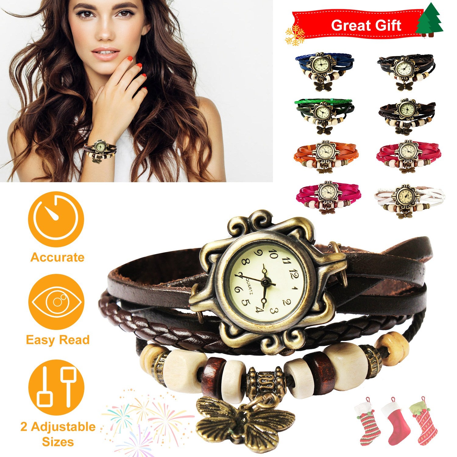 Vintage Women s Watch Bohemian Handmade Leather Watch Quartz Wrist Watch