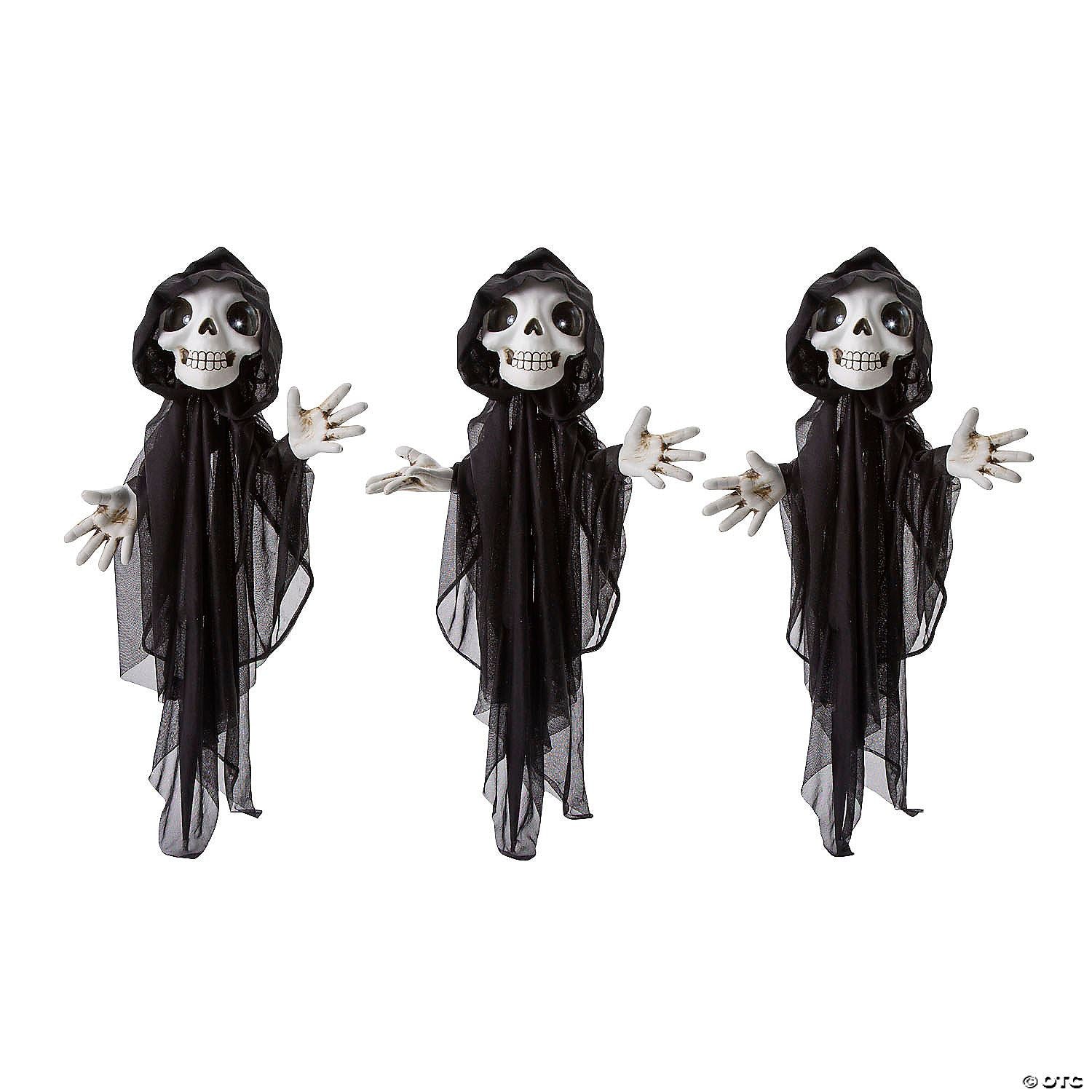 23 1/2" Light-Up Eyes Yard Stake Grinning Reapers Set | Halloween Decoration