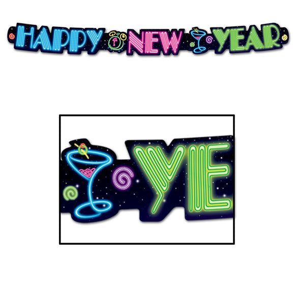 Beistle Neon Happy New Year Streamer 3 in  x 3' (1/Pkg) Party Supply Decoration : New Years